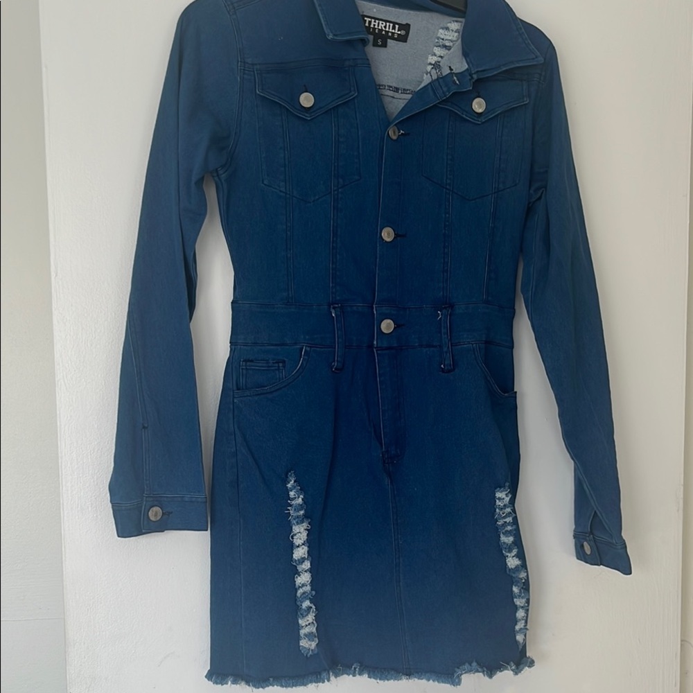Thrill Denim Jacket Dress - Blue